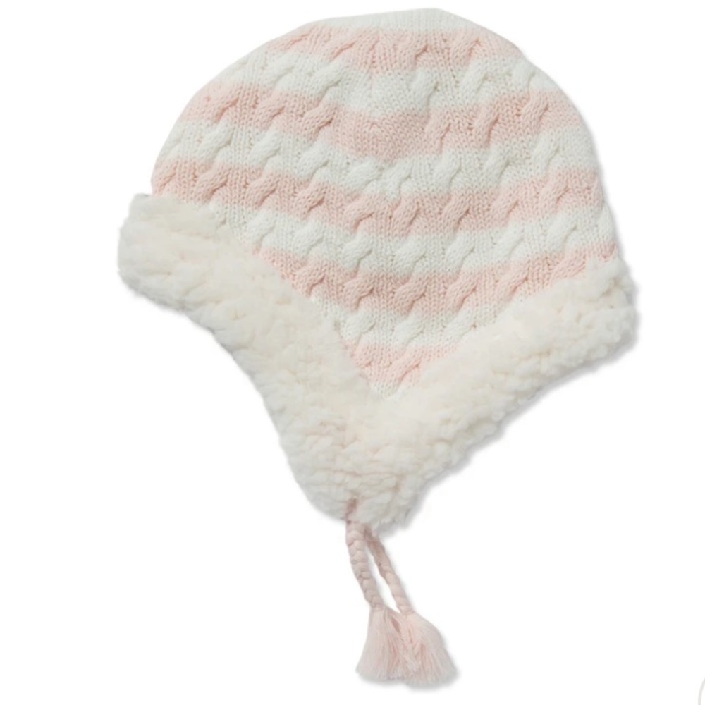 Sherpa Lined Angel Dear 0-6 Month Cable Knit Hat